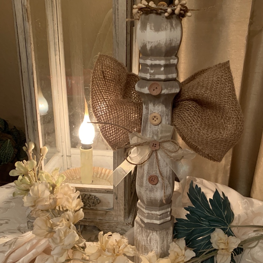 Whitewashed Wood Angel, Farmhouse Decor, New, Handmade, 14” Christmas